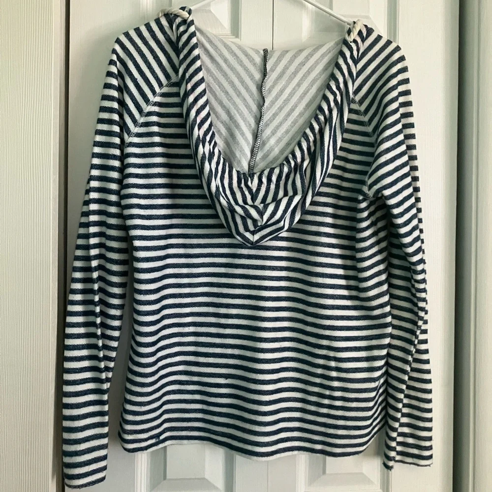 ⚡️Nautical Navy and White Striped Hoodie w/ Anchor - Picture 2 of 6